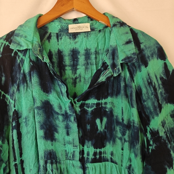 Natural Life Rebecca Midi Dress Turquoise Navy Tie Dye Size XL Women's - Picture 6 of 12